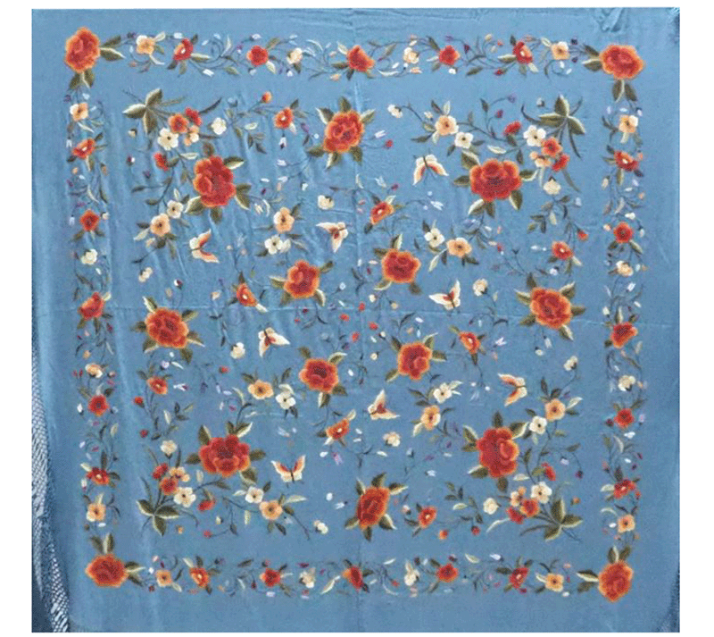 Handmade Manila Embroidered Shawl. Natural Silk. Ref.1011197BECO